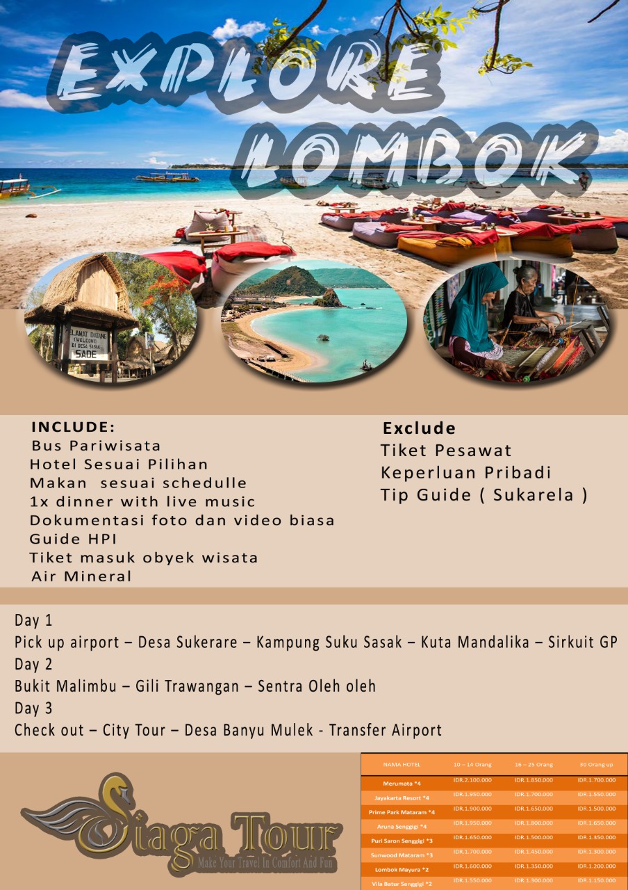 Paket Wisata Pulau Lombok Fasilitas Lengkap  Makasar Jakarta Timur